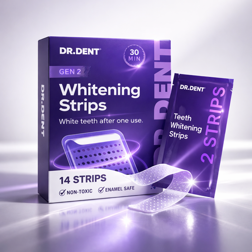 DRDENT Purple Teeth Whitening Strips - 7/21 Whitening Sessions - Safe for Enamel - Non Sensitive Teeth Whitening - Peroxide-Free