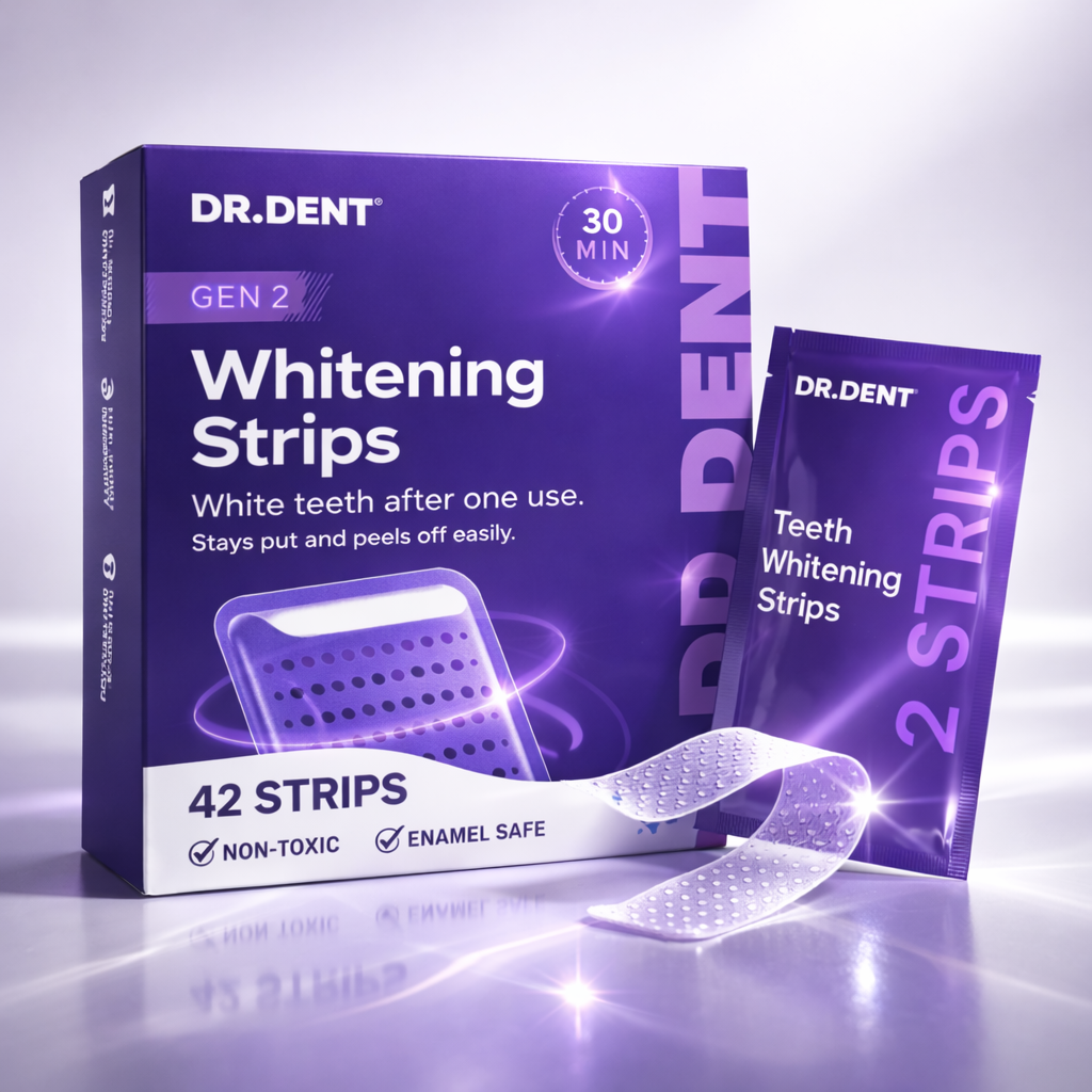DRDENT Purple Teeth Whitening Strips - 7/21 Whitening Sessions - Safe for Enamel - Non Sensitive Teeth Whitening - Peroxide-Free